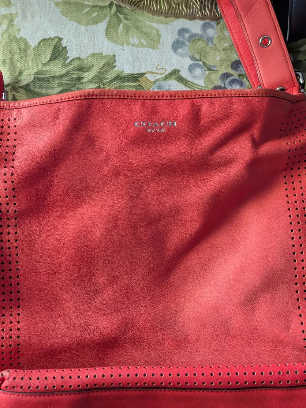 COACH 2012 Coral Leather Perforated Shoulder Bag
